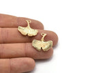 Gold Ginkgo Pendant, Gold Plated Brass Ginkgo Leaf Charm With 1 Loop (23x22mm) B-3