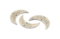 Antik Gümüş Çekiçlenmiş Hilal Bulgusu, 2 Delikli 2 Antik Gümüş Kaplama Pirinç Çekiçlenmiş Ay (35x11x1,5 mm) N0211 H0229