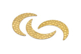 Brass Moon Charm, 8 Hammered Raw Brass Horn Charms With 2 Holes, Findings, Connectors (42x10x0.80mm) D1088