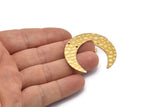Brass Moon Charm, 8 Hammered Raw Brass Horn Charms With 2 Holes, Findings, Connectors (42x10x0.80mm) D1088