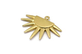Brass Sun Charm, 4 Raw Brass Sunshine Charms With 1 Loop, Pendants, Earrings (29x22x1.5mm) N1050