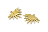 Brass Sun Charm, 4 Raw Brass Sunshine Charms With 1 Loop, Pendants, Earrings (29x22x1.5mm) N1050