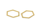 Brass Hexagon Earring, 4 Raw Brass Hexagon Stud Earrings (39x29.5x1mm) E033 A1279