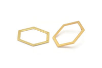 Gold Hexagon Earring, 2 Gold Plated Brass Hexagon Stud Earrings (39x29.5x1mm) E033 A1279