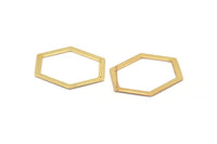 Gold Hexagon Earring, 2 Gold Plated Brass Hexagon Stud Earrings (39x29.5x1mm) E033 A1279