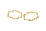 Gold Hexagon Earring, 2 Gold Plated Brass Hexagon Stud Earrings (39x29.5x1mm) E033 A1279