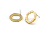 Brass Hexagon Earring, 8 Raw Brass Hexagon Stud Earrings (14x2x2mm) D0134 A1318