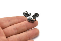 Black Scorpion Pendant, 3 Oxidized Black Brass Scorpion Charms, Jewelry Supplies, Findings (17x10mm) N0331