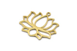 Lotus Flower Pendant, 3 Raw Brass Hammered Lotus Flower Textured Pendants With 1 Loop, Earrings, Charms (35x31x1.5mm) BS 1919