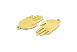 Brass Hand Charm, 4 Raw Brass Hand Charms With 1 Loop (23x11x1.2mm) N1876
