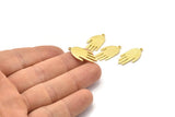 Brass Hand Charm, 4 Raw Brass Hand Charms With 1 Loop (23x11x1.2mm) N1876