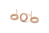 Rose Gold Circle Earring, 4 Rose Gold Plated Brass Circle Stud Earrings (10mm) N0438 A1138