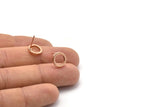 Rose Gold Circle Earring, 4 Rose Gold Plated Brass Circle Stud Earrings (10mm) N0438 A1138