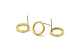 Brass Circle Earring, 12 Raw Brass Circle Stud Earrings (10mm) N0439 A1131