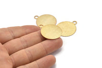 Gold Round Tag, 2 Gold Plated Brass Textured Round Stamping Blanks With 1 Loop, Earrings, Pendants, Findings (30x25x0,80mm) D0705