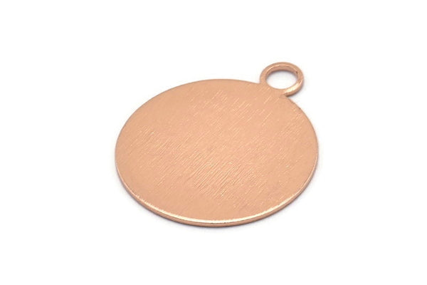 Rose Gold Round Tag, 2 Rose Gold Plated Brass Textured Round Stamping Blanks With 1 Loop, Earrings, Pendants (30x25x0,80mm) D0705
