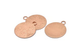 Rose Gold Round Tag, 2 Rose Gold Plated Brass Textured Round Stamping Blanks With 1 Loop, Earrings, Pendants (30x25x0,80mm) D0705