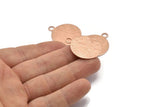 Rose Gold Round Tag, 2 Rose Gold Plated Brass Textured Round Stamping Blanks With 1 Loop, Earrings, Pendants (30x25x0,80mm) D0705