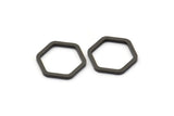Black Hexagon Charm, 25 Black Oxidized  Brass Hexagon Shaped Ring Charms ( (12x1mm) Bs 1221 S118