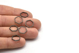 Black Hexagon Charm, 25 Black Oxidized  Brass Hexagon Shaped Ring Charms ( (12x1mm) Bs 1221 S118