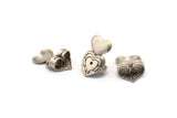 Silver Heart Stopper, 24 Antique Silver Plated Brass Heart Earring Back Stopper, Earring Stud Back Stoppers (15x10mm) D1055