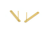 Gold Rectangle Earring, 6 Gold Plated Brass Stud Earrings With 1 Hole (25x2.5x0.80mm) E392 A1773
