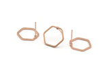 Rose Gold Hexagon Earring, 8 Rose Gold Plated Brass Hexagon Stud Earrings (14x0.80mm) Bs 1172 A1234