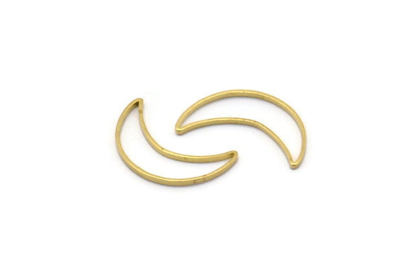 Crescent Moon Charm, 50 Raw Brass Crescent Moon Rings (16x10mm) Bs-1163