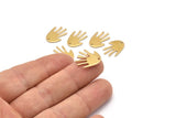 Brass Hand Charm, 24 Raw Brass Hand Charms With 1 Hole, Earrings, Findings (17x11x1mm) D946