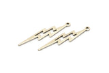 Silver Lightning Charm, 10 Antique Silver Plated Brass, Silver Lightning Charms With 1 Loop (35x8x0.80mm) M02474
