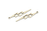 Silver Lightning Charm, 10 Antique Silver Plated Brass, Silver Lightning Charms With 1 Loop (35x8x0.80mm) M02474