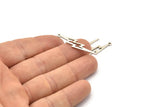 Silver Lightning Charm, 10 Antique Silver Plated Brass, Silver Lightning Charms With 1 Loop (35x8x0.80mm) M02474