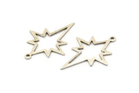 Silver Pole Star Charm, 6 Antique Silver Plated Brass, Silver Charms, Silver Pole Star Charms With 1 Loop (30x22x0.80mm) M02485 H1016
