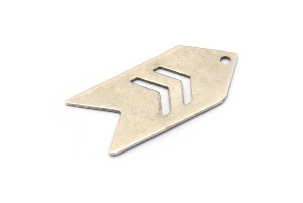 Antique Silver Stamping Tag, 5 Antique Silver Plated Arrow Stamping Pendant Tags With Chevron With 1 Hole (15x30x0.60mm) B0082 H0194