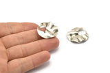 Silver Round Charm, 8 Antique Silver Plated  Brass Wavy Round Charms, Earrings, Findings (25x0.60mm) D1187 H1103