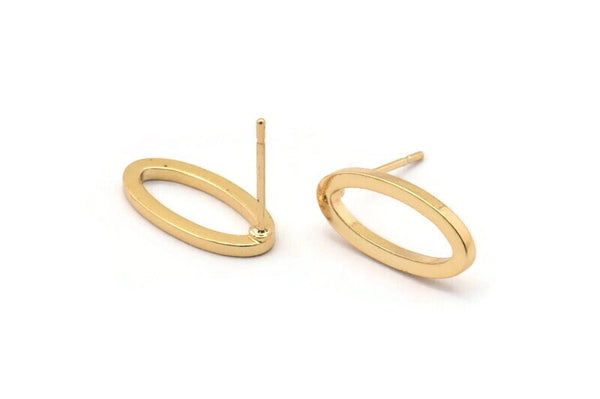 Altın Oval Küpe, 4 Altın Kaplama Pirinç Oval Küpe (16x8x1,5 mm) D1564 A1433
