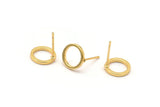 Gold Circle Earring, 6 Gold Plated Brass Circle Stud Earrings (10mm) N0439 A1131 Q0851