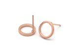 Rose Gold Circle Earring, 6 Rose Gold Plated Brass Circle Stud Earrings (10mm) N0439 A1131 Q0851
