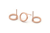 Rose Gold Circle Earring, 6 Rose Gold Plated Brass Circle Stud Earrings (10mm) N0439 A1131 Q0851