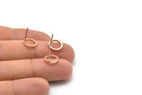 Rose Gold Circle Earring, 6 Rose Gold Plated Brass Circle Stud Earrings (10mm) N0439 A1131 Q0851