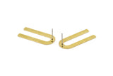 U Shape Earring, 8 Raw Brass U Shaped Stud Earrings (30x13x0.80mm) M163 A1586