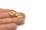 Brass Leaf Earring, 8 Raw Brass Leaf Stud Earrings (16.5x12x0.80mm) Brs A0501 A1670
