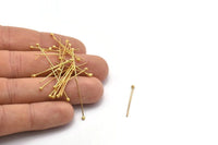 Gold Brass Ball Pin, 50 Gold Plated Brass Ball Head Pins, Findings (25mm) Bp-01 A0607