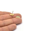 Gold Semi Circle Earring, 6 Gold Plated Brass Half Moon Stud Earrings (12x6.5x0.8mm) E105 A1267