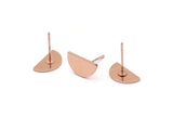 Semi Circle Earring, 6 Rose Gold Plated Brass Half Moon Stud Earrings (12x6.5x0.8mm) E105 A1267