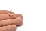 Semi Circle Earring, 6 Rose Gold Plated Brass Half Moon Stud Earrings (12x6.5x0.8mm) E105 A1267