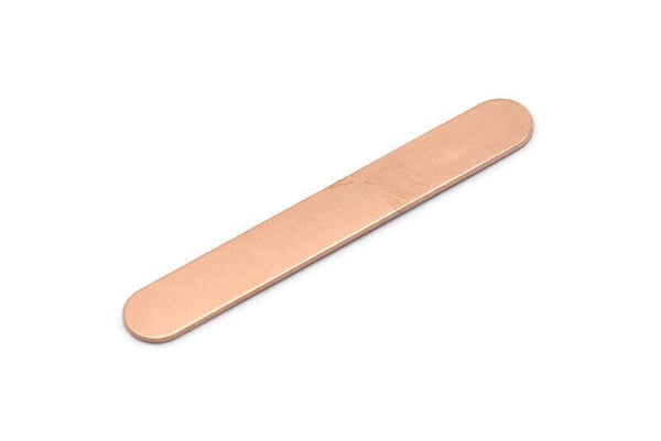 Copper Oval Blank, 6 Raw Copper Stamping Blanks, Oval Bar Shape (50x7x0.80mm) M03242