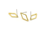 Brass Diamond Earring, 12 Raw Brass Diamond Stud Earrings (7.5x14x1mm) D0030 A2140
