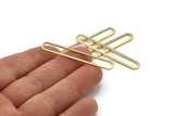 Brass Oval Charm, 6 Textured Raw Brass Oval Rings, Connectors (50x7x0.80mm) M03235