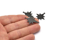 Black Pole Star Charm, 6 Oxidized Black Brass, Black Charms, Black Pole Star Charms With 1 Loop (30x22x0.80mm) M02478